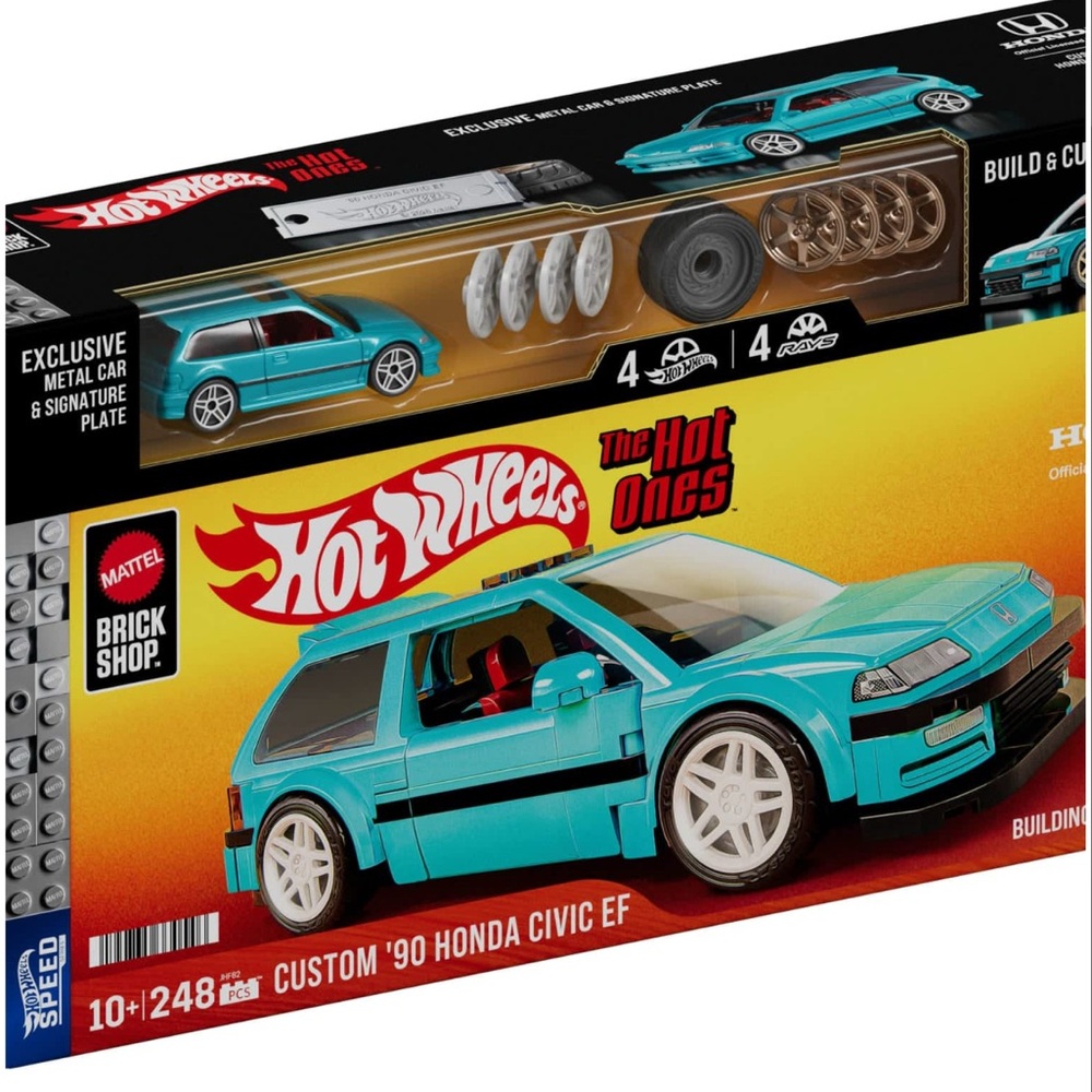 Mattel Brick Shop Hot Wheels Custom ’90 Honda Civic Ef Building Toy Kit 248 pcs